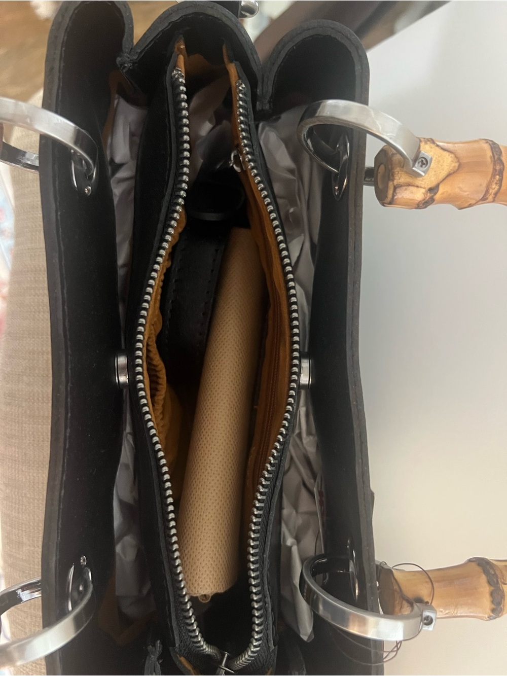 Patricia Nash black leather bag with bamboo handles NWT - Picture 4 of 7